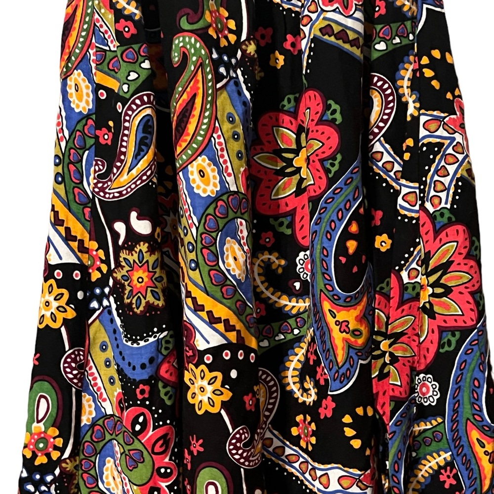 Black Sleeveless Multi Colored Paisley Dress Women’s - Picture 7 of 9